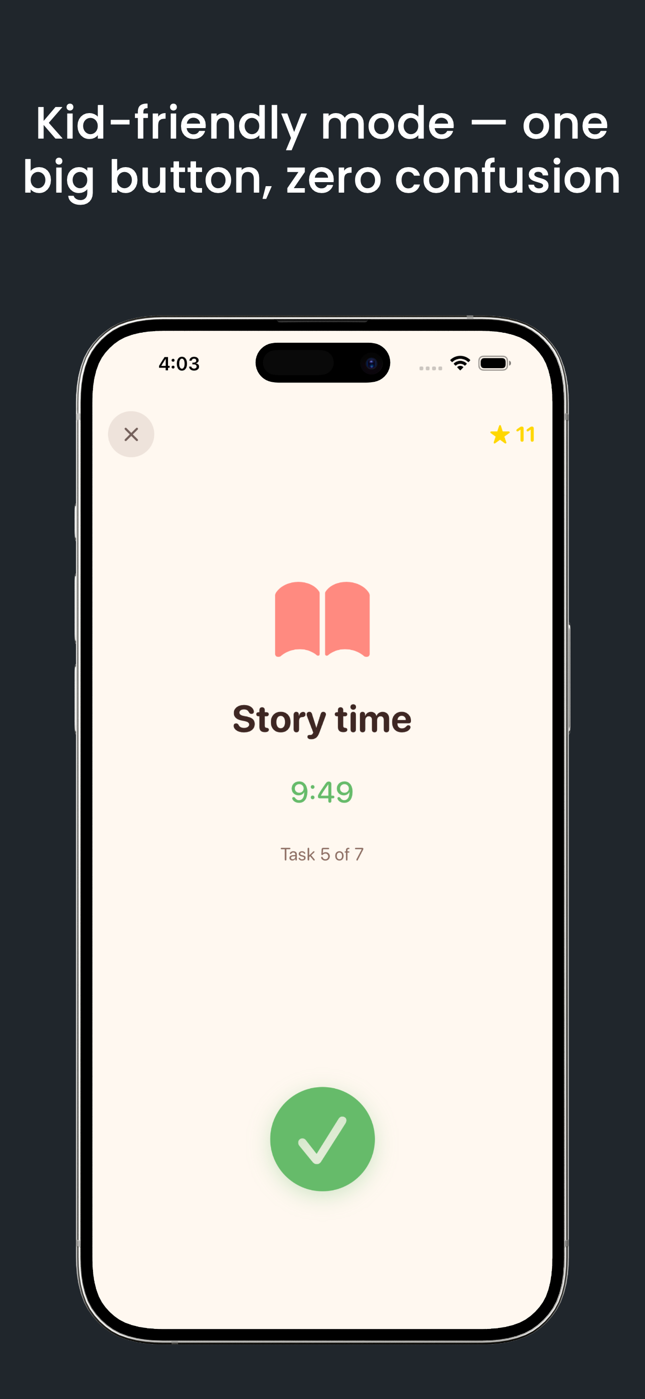 Little Routines app showing a colorful kid-friendly routine checklist