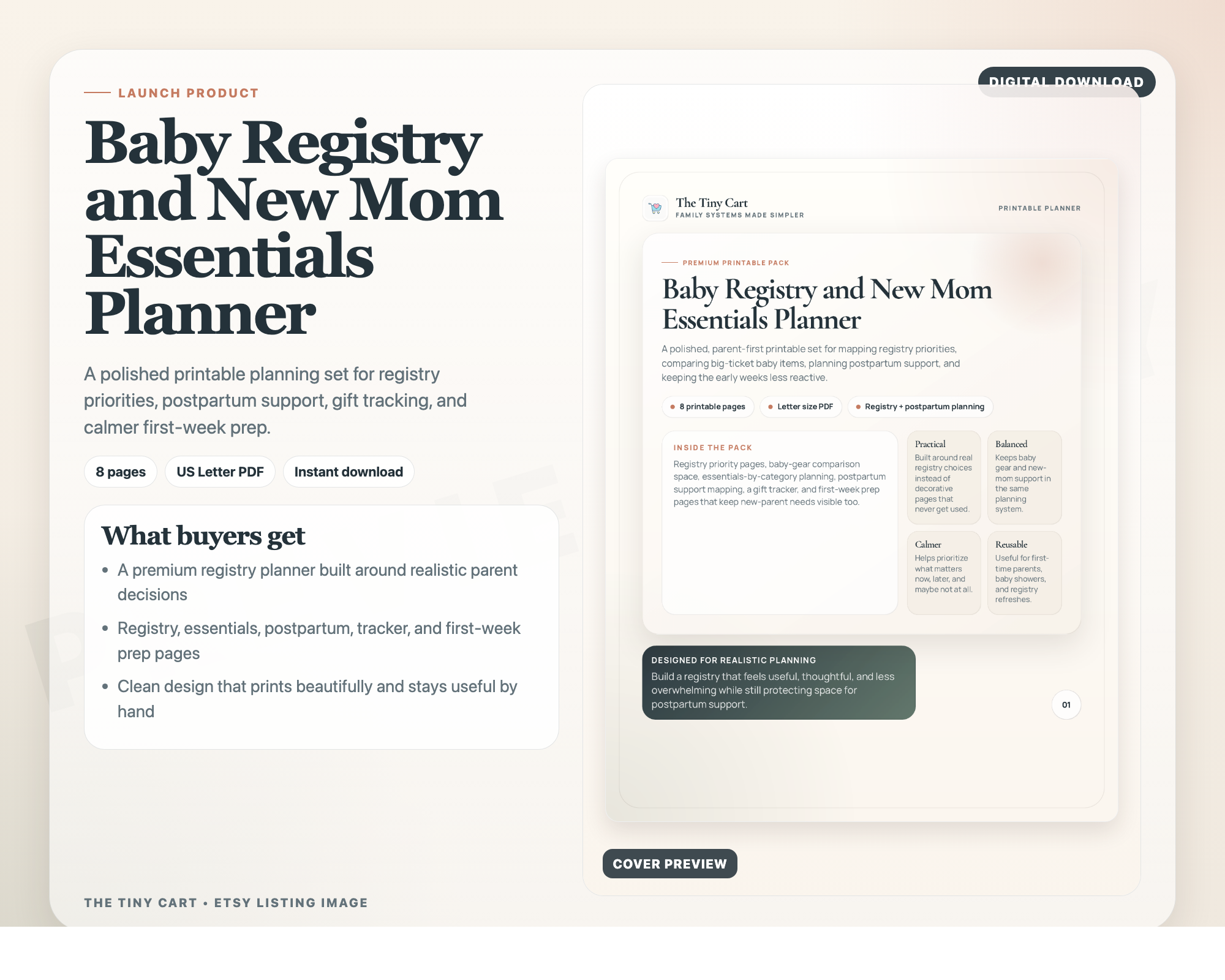 Baby Registry and New Mom Essentials Planner cover preview