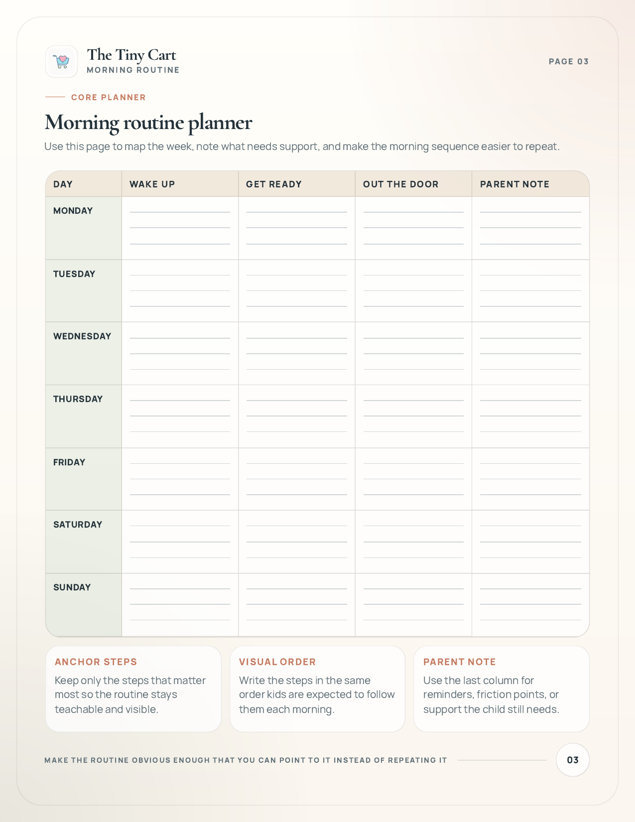 Morning routine planner preview