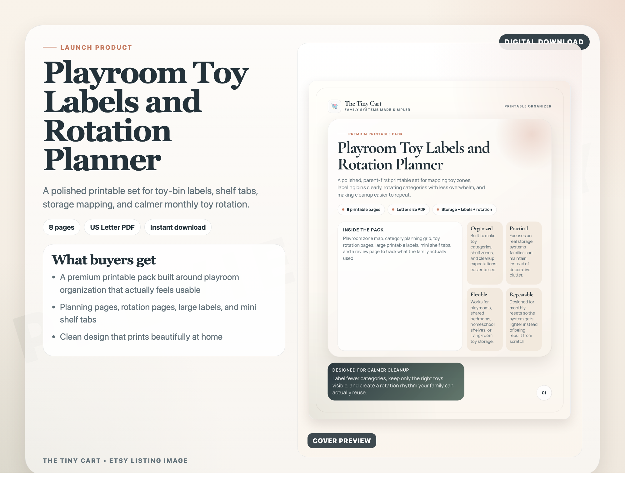 Playroom organization printable cover preview